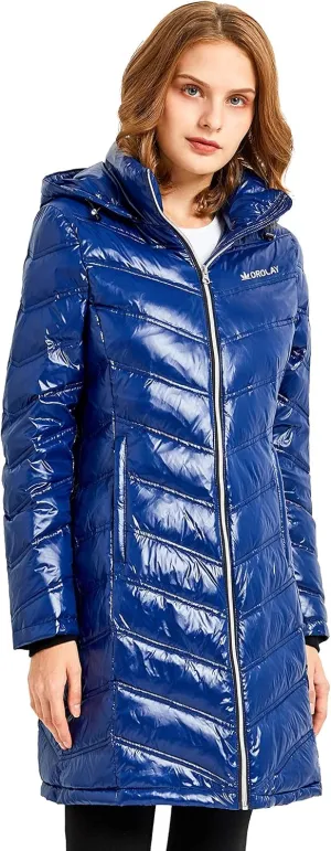 Orolay Women's Quilted Winter Long Down Coat Soft Hooded Puffer Jacket