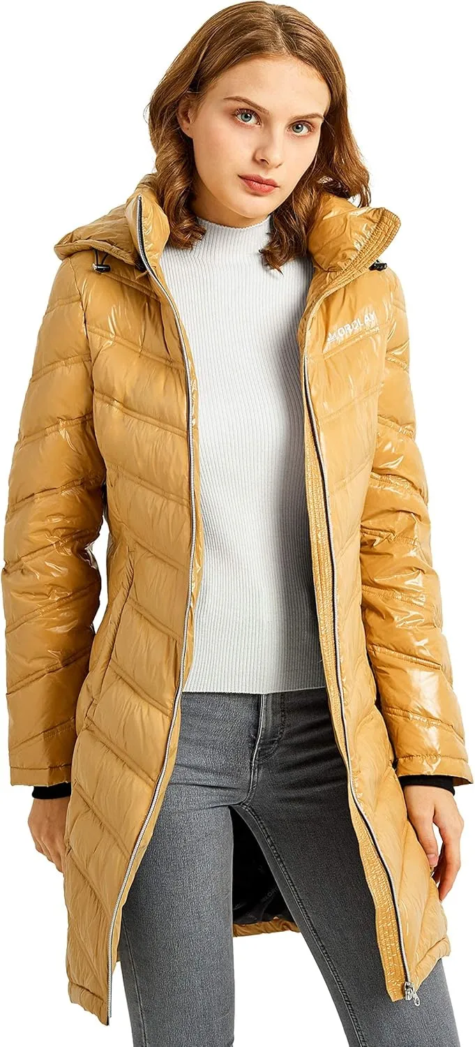 Orolay Women's Quilted Winter Long Down Coat Soft Hooded Puffer Jacket
