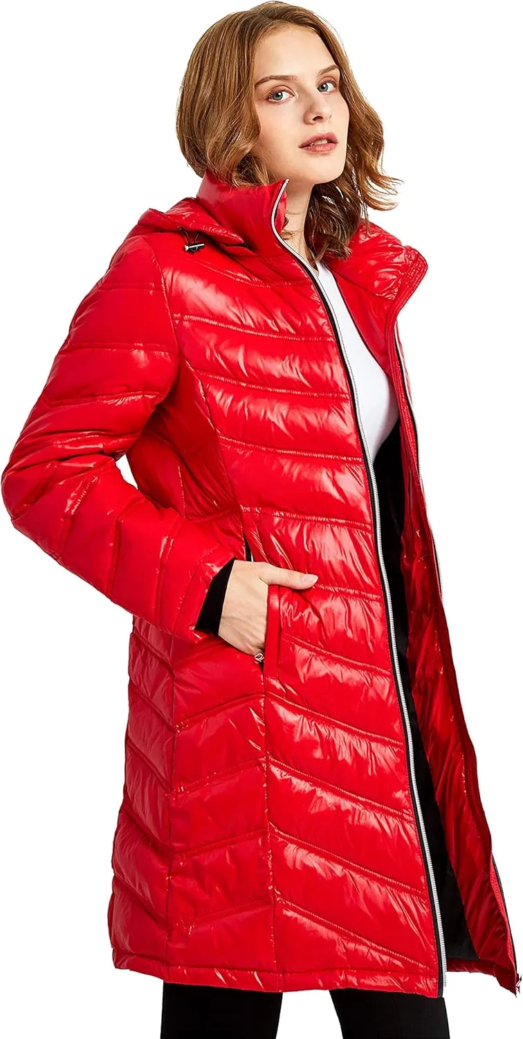 Orolay Women's Quilted Winter Long Down Coat Soft Hooded Puffer Jacket