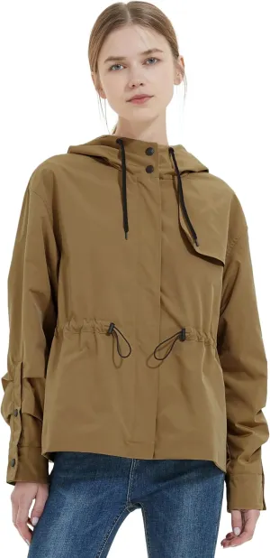 Orolay Women's Short Windproof Trench Coat Outdoor Lightweight Hooded Coat