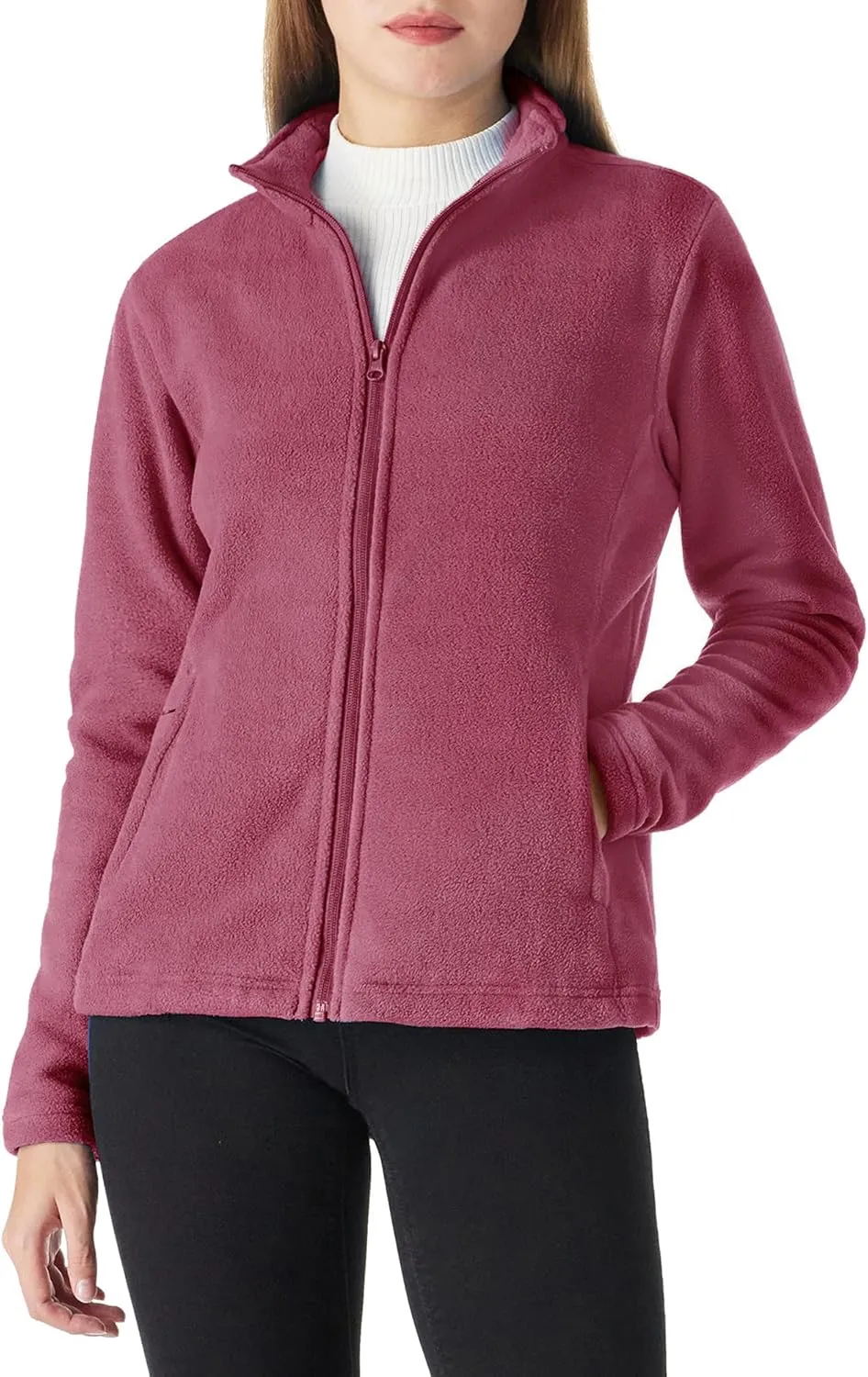 Outdoor Ventures Women's Lightweight Warm Zip Up Long-Sleeve Soft Polar Fleece Jacket for Fall Winter