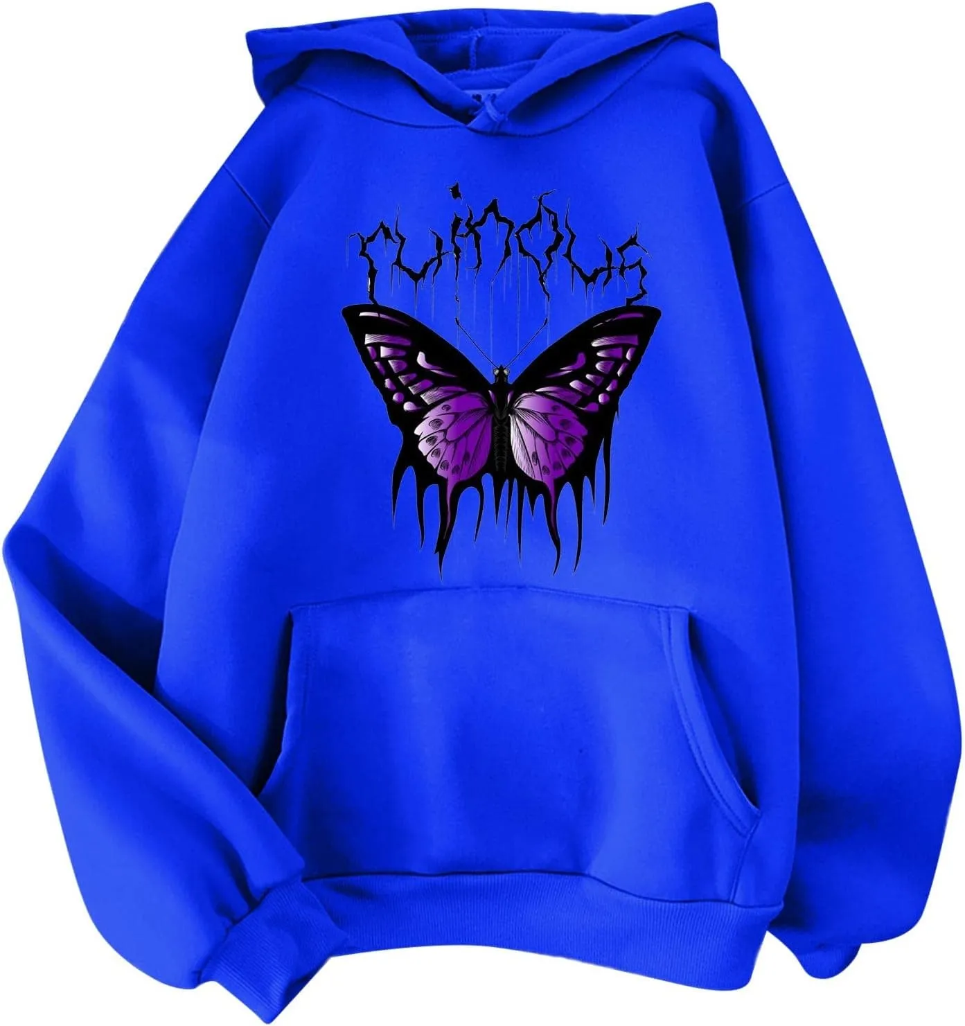 Oversized Sweatshirt For Womens Graphic Butterfly Print Fall Casual Hoodie Drawstring Sweatshirt Pullover With Pockets