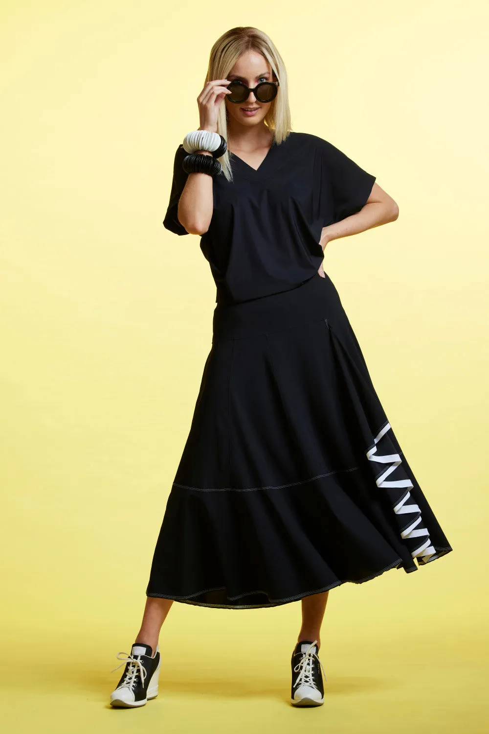 Paula Ryan Flounce Godet Skirt