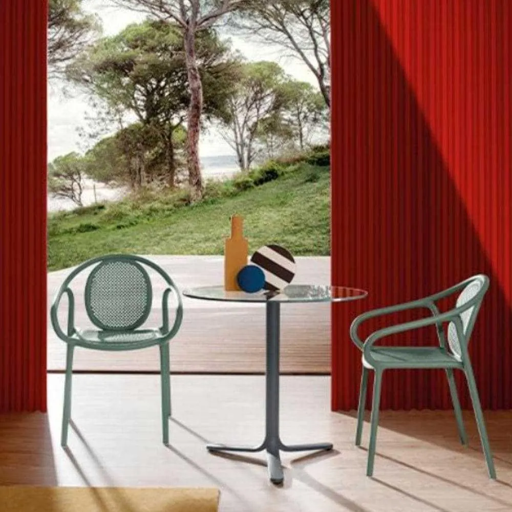 Pedrali Fluxo 5464 3-leg table base polished aluminium H.108 cm.