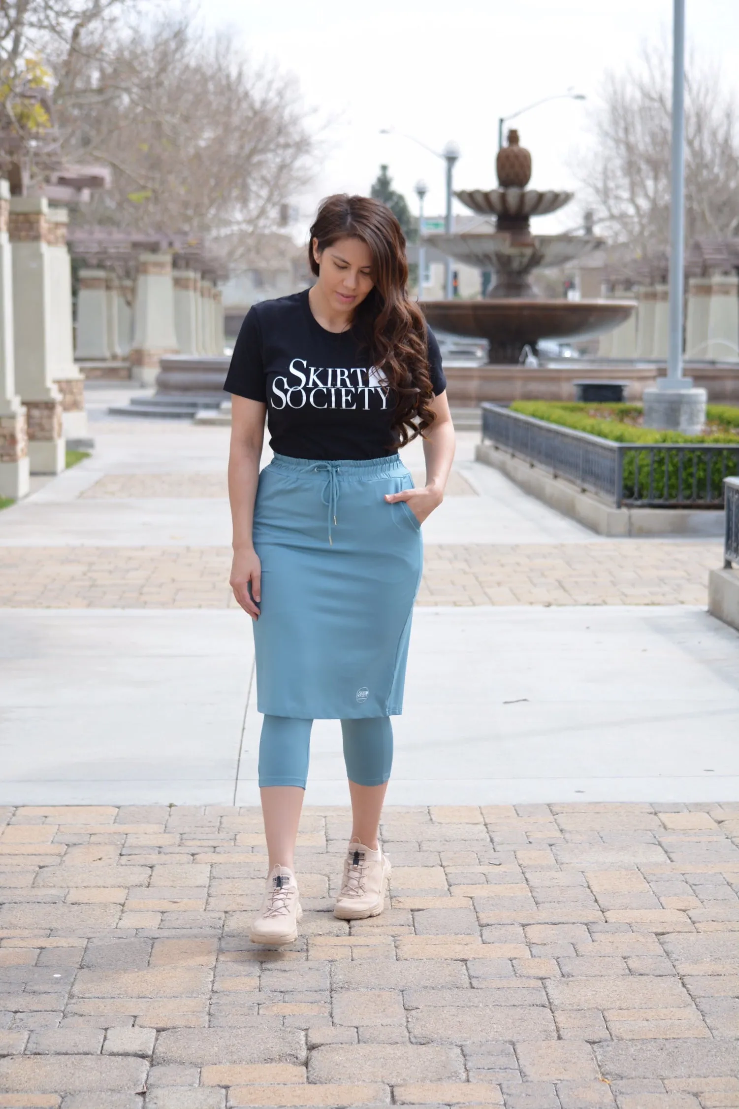 Pisa Teal Athletic Skirt (capri leggings)