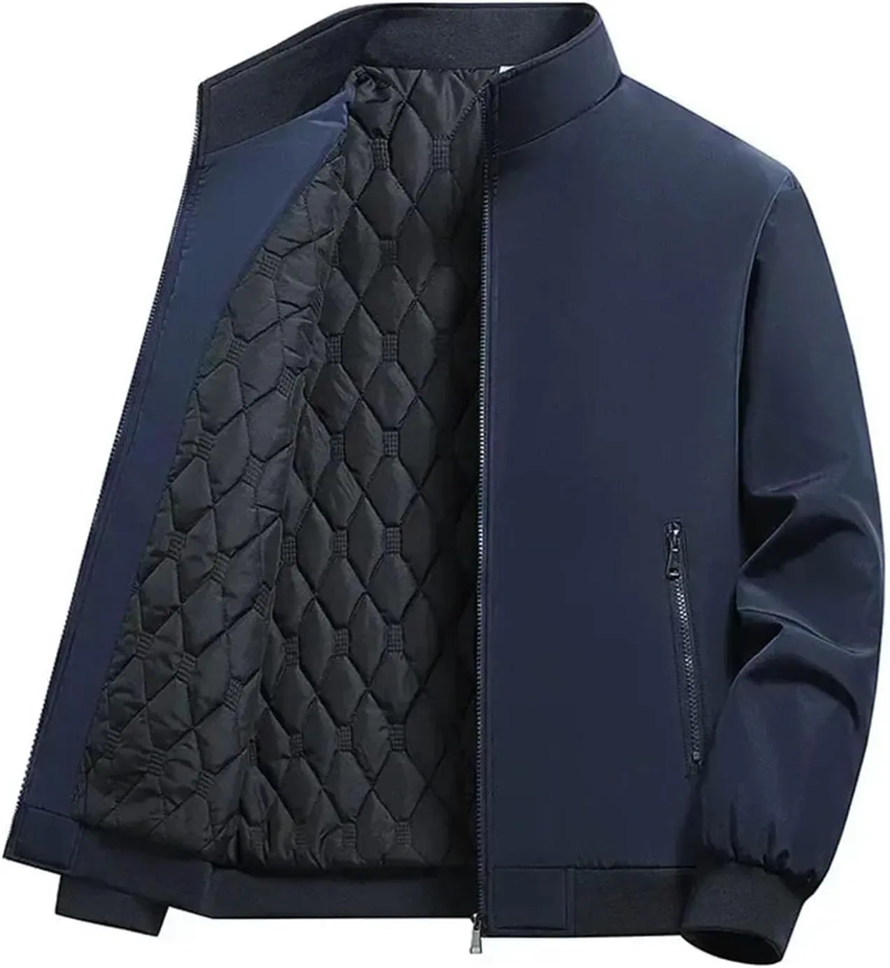 Plus Size Winter Bomber Jacket Men Middle-Aged Cotton-Padded Coat Fashion Casual Parkas