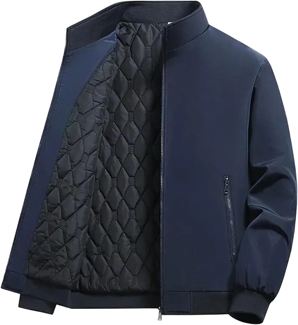 Plus Size Winter Bomber Jacket Men Middle-Aged Cotton-Padded Coat Fashion Casual Parkas