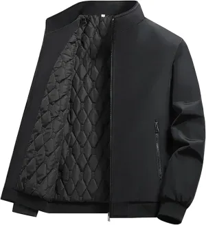 Plus Size Winter Bomber Jacket Men Middle-Aged Cotton-Padded Coat Fashion Casual Parkas