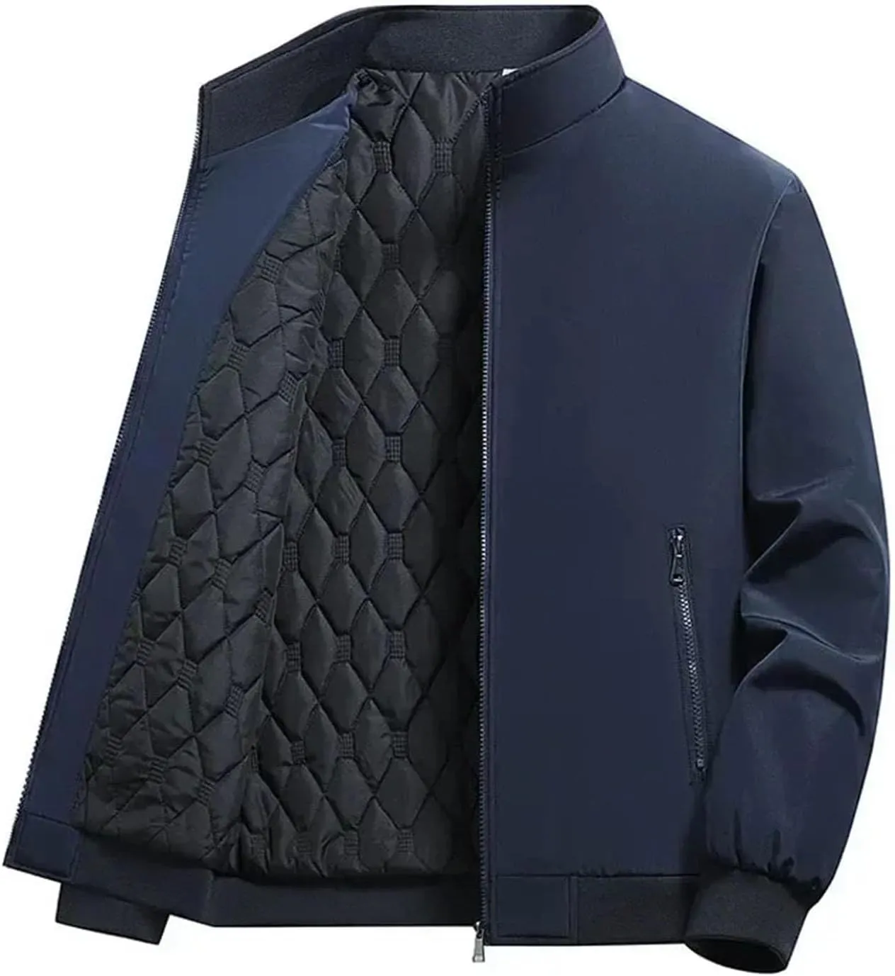 Plus Size Winter Bomber Jacket Men Middle-Aged Cotton-Padded Coat Fashion Casual Parkas