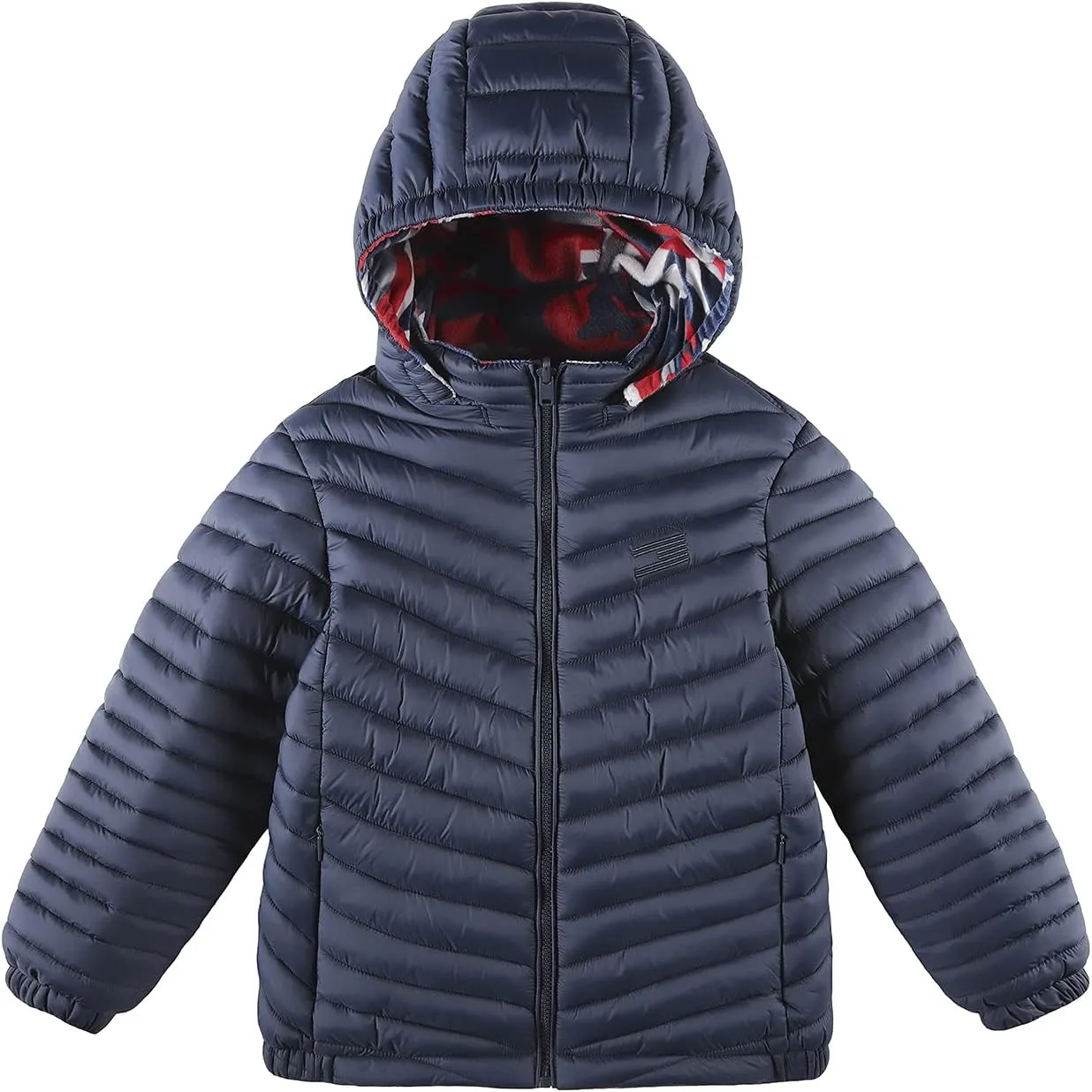 QLZ Boys Down Coat,Puffer Jacket,4-15 Years,Double-sided Wear,Camouflage