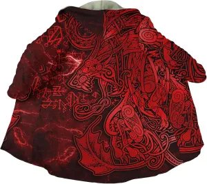 Ragnarok Fenrir Wolf 3D All Print Mens Hooded Coat Viking Fashion Parka Winter Warm Fleece Cloak Jacket Gifts for Men