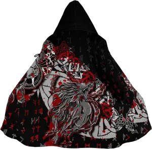 Ragnarok Fenrir Wolf 3D All Print Mens Hooded Coat Viking Fashion Parka Winter Warm Fleece Cloak Jacket Gifts for Men