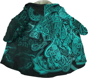 Ragnarok Fenrir Wolf 3D All Print Mens Hooded Coat Viking Fashion Parka Winter Warm Fleece Cloak Jacket Gifts for Men