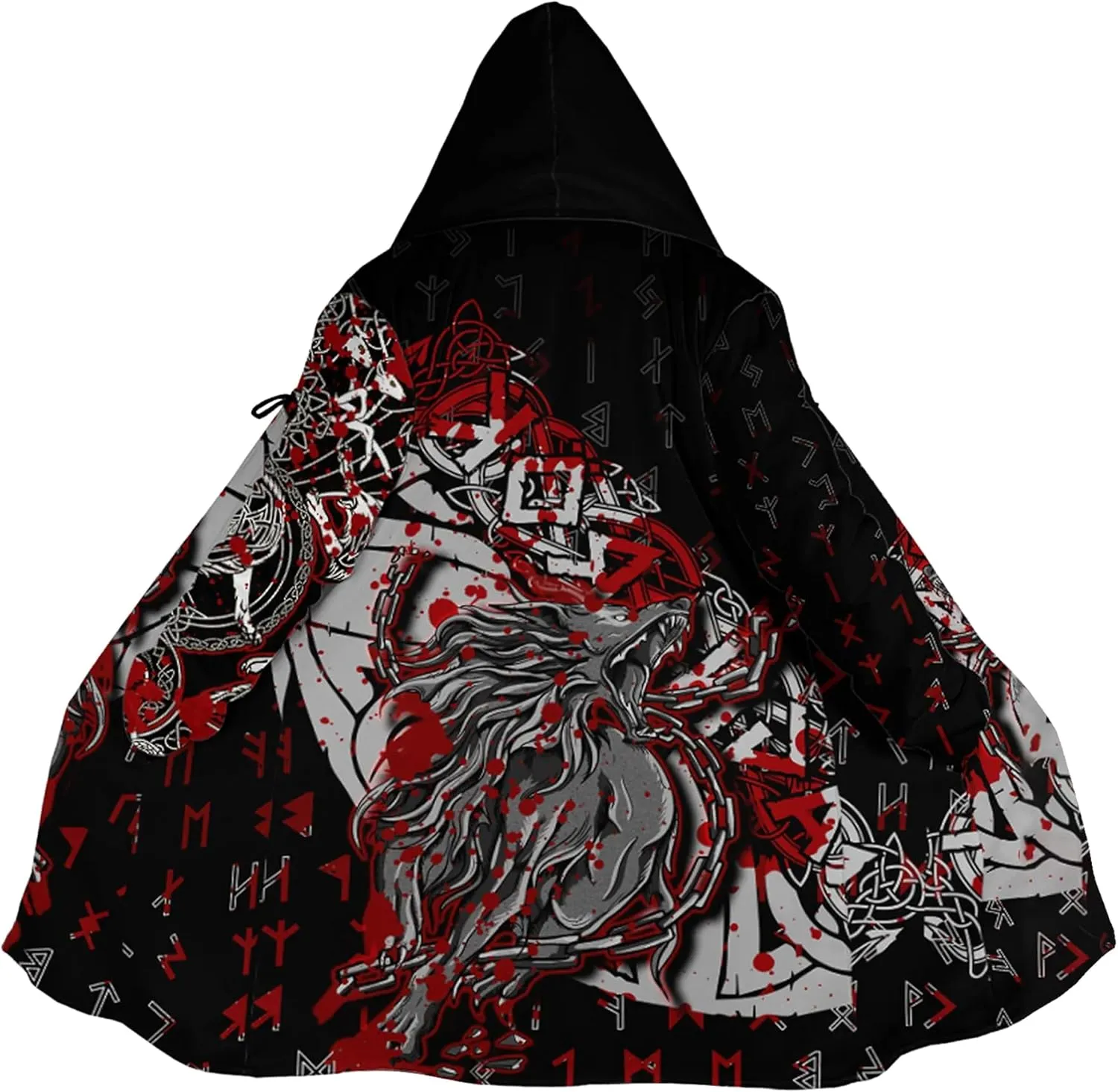 Ragnarok Fenrir Wolf 3D All Print Mens Hooded Coat Viking Fashion Parka Winter Warm Fleece Cloak Jacket Gifts for Men