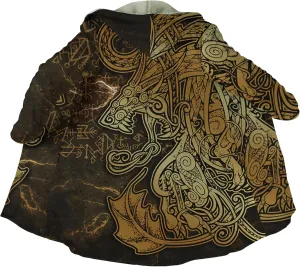 Ragnarok Fenrir Wolf 3D All Print Mens Hooded Coat Viking Fashion Parka Winter Warm Fleece Cloak Jacket Gifts for Men