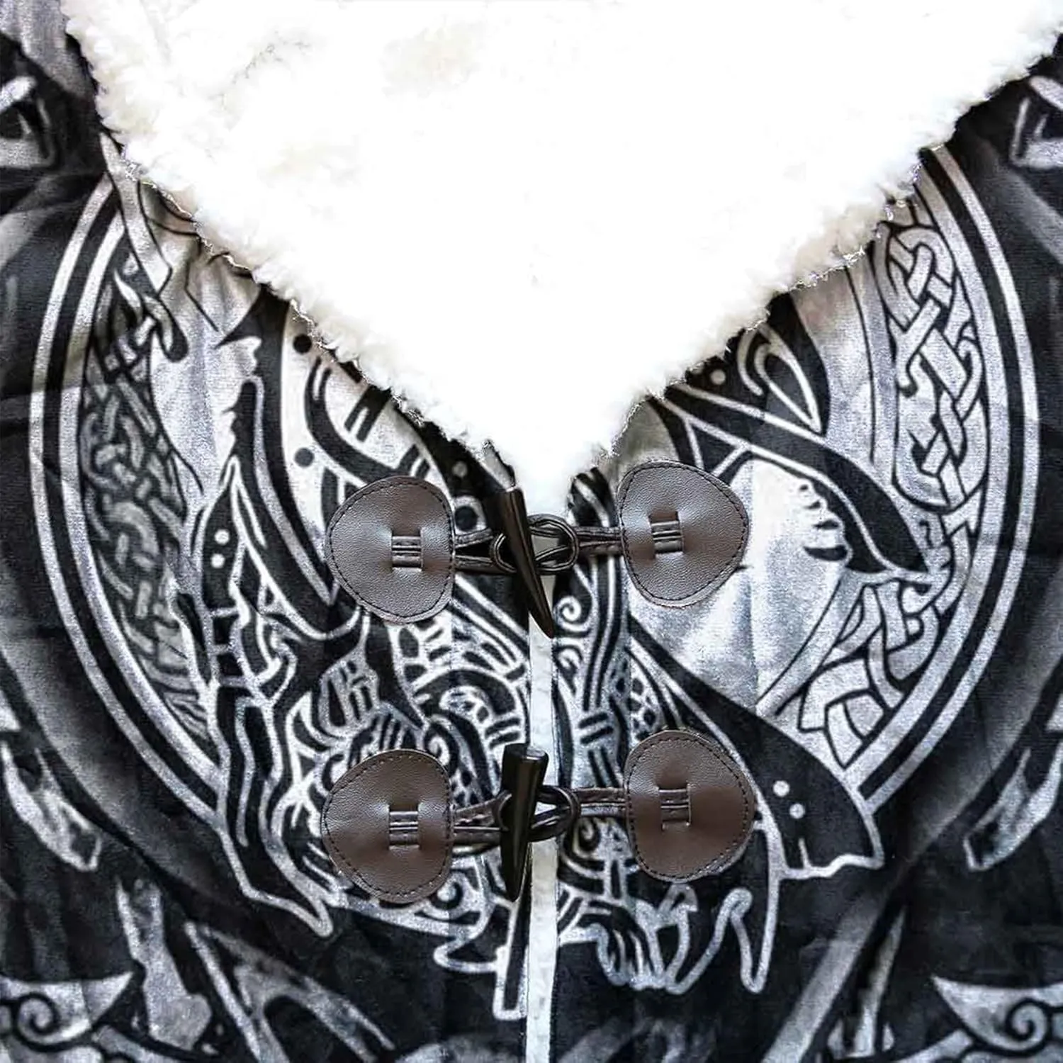 Ragnarok Fenrir Wolf 3D All Print Mens Hooded Coat Viking Fashion Parka Winter Warm Fleece Cloak Jacket Gifts for Men