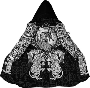 Ragnarok Fenrir Wolf 3D All Print Mens Hooded Coat Viking Fashion Parka Winter Warm Fleece Cloak Jacket Gifts for Men