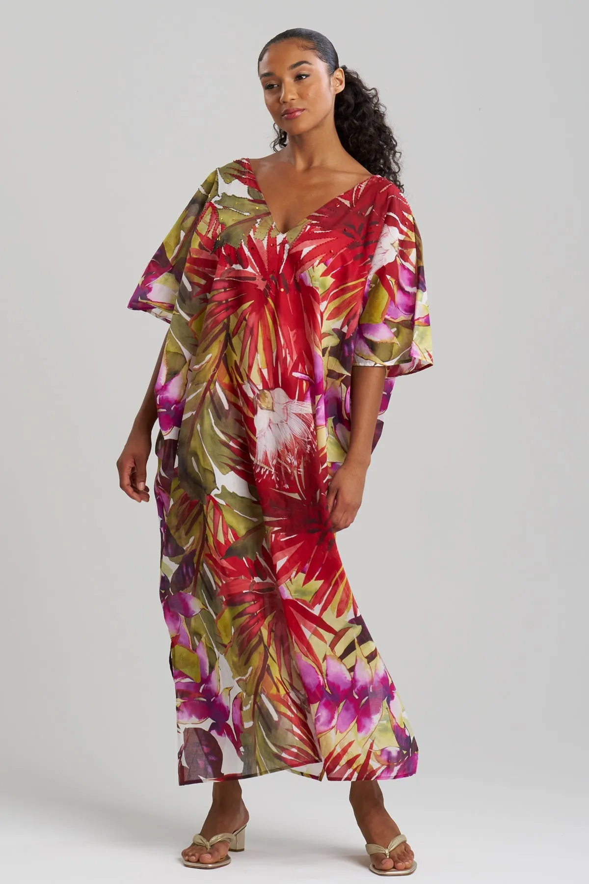Rainforest Cotton Beaded Caftan