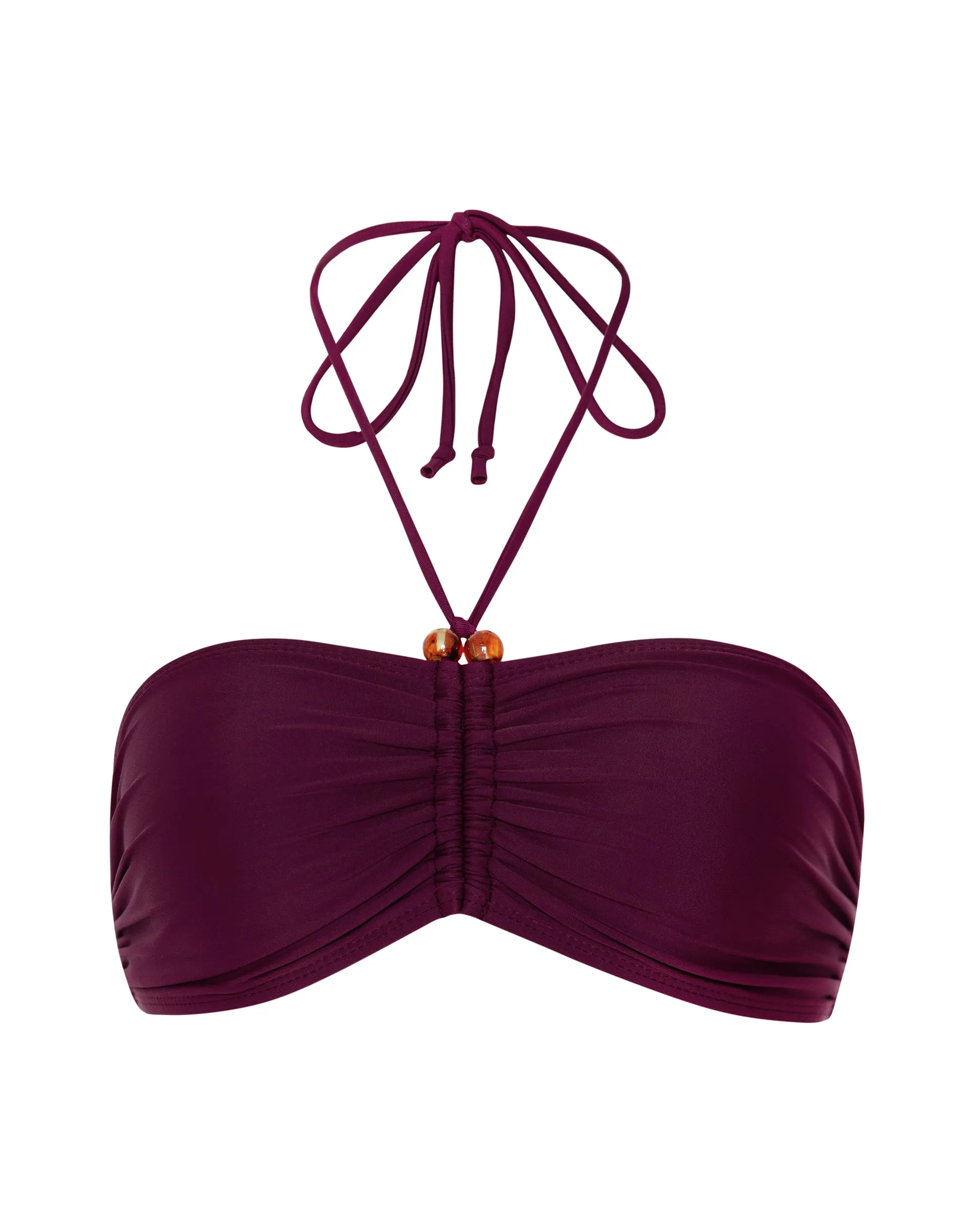 Raqui Beaded Bikini Top in Burgundy