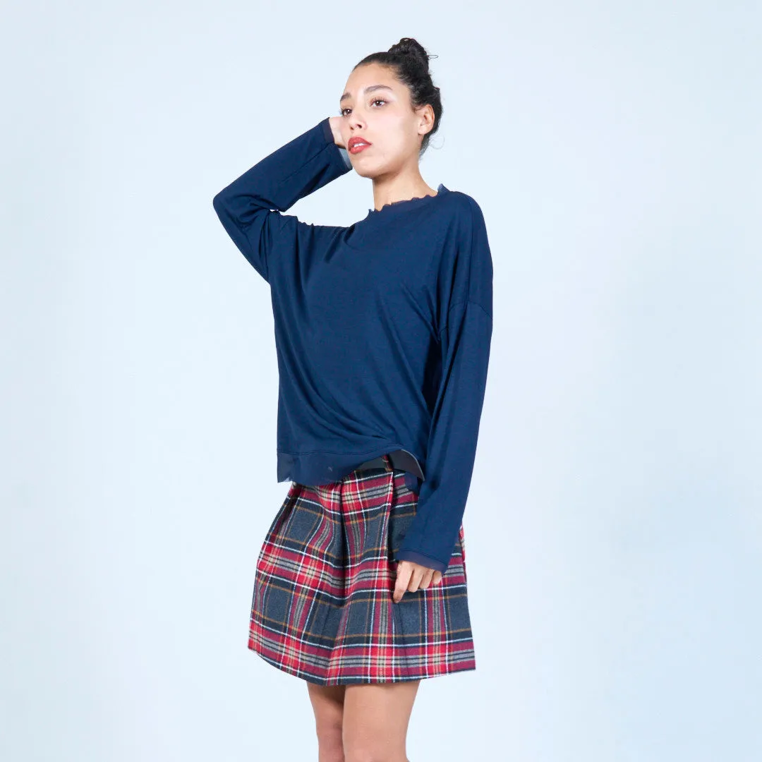 Relaxed pullover top with side slits wholesale