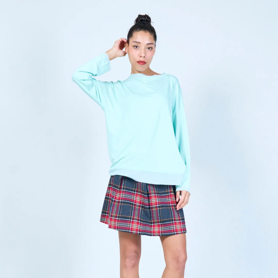 Relaxed pullover top with side slits wholesale