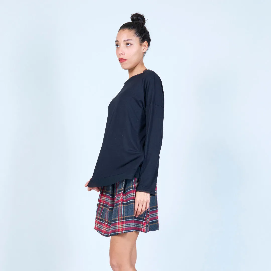 Relaxed pullover top with side slits wholesale