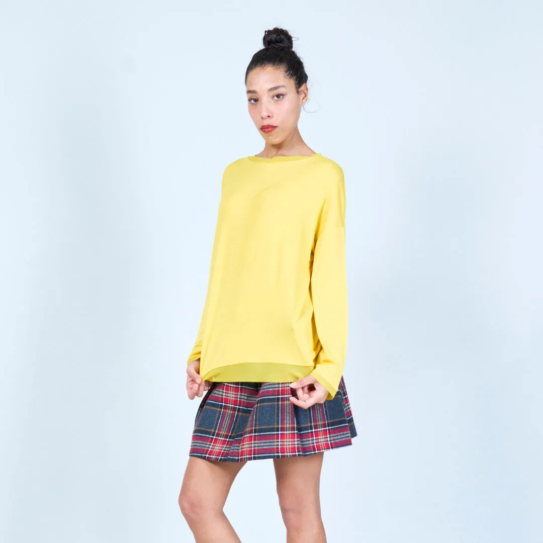Relaxed pullover top with side slits wholesale
