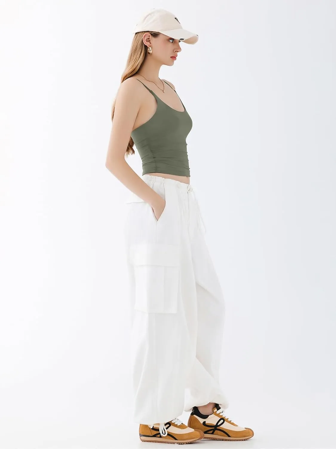 REORIA Women's Sexy Scoop Neck Tank Top Summer Sleeveless Cute Y2K Cami Tops Basic Going Out Crop Shirt