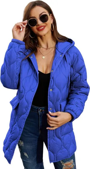 RISISSIDA Women Quilted Jacket Hooded Spring Fall Fashion, Loose lightweight Packable Transitional Puffer Coat