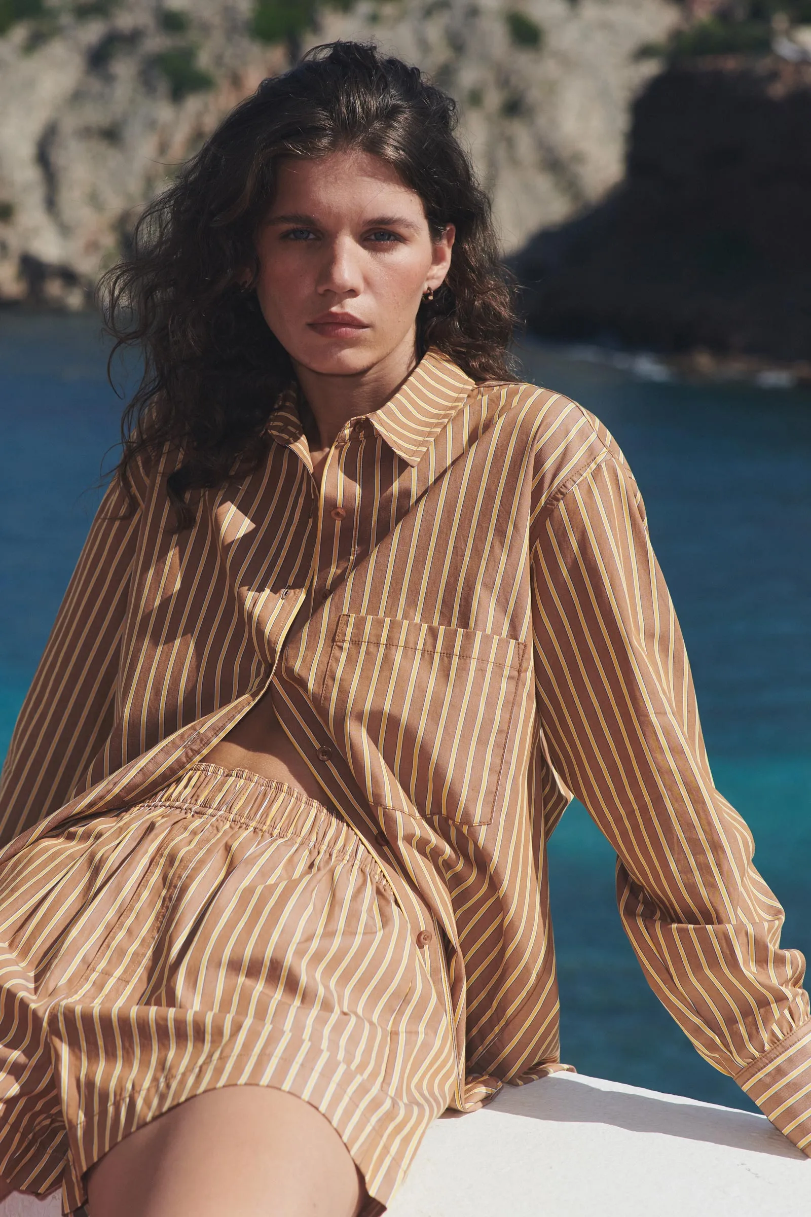 Rocco Stripe Boxer Short - Tan Stripe