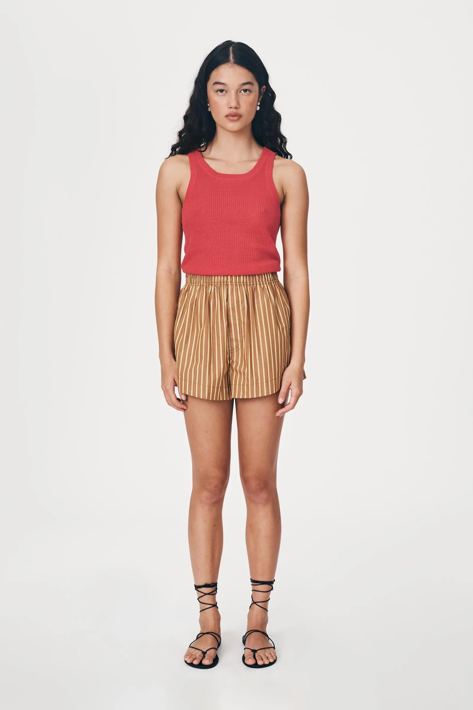 Rocco Stripe Boxer Short - Tan Stripe