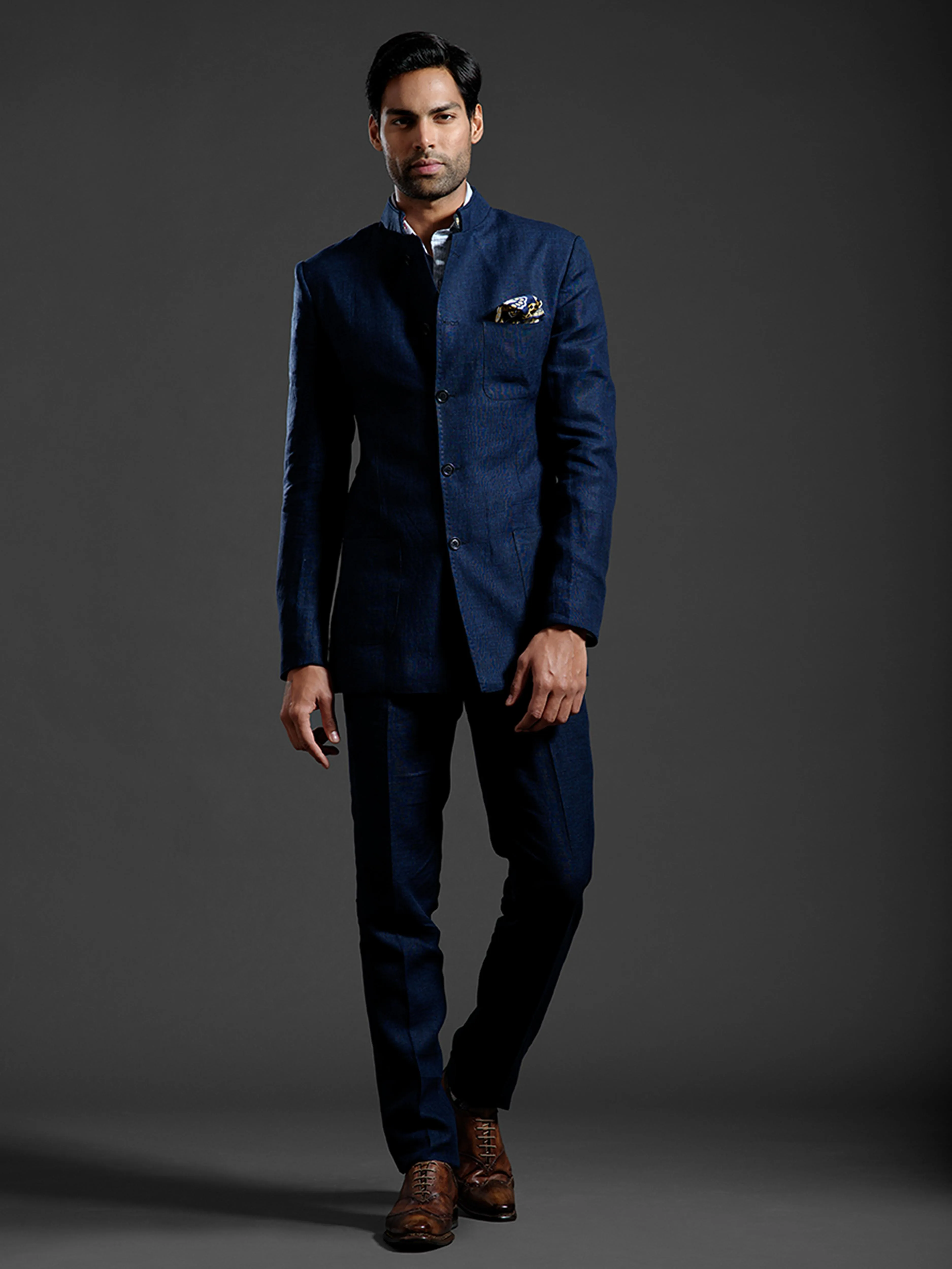 ROYAL CYAN BANDHGALA SUIT
