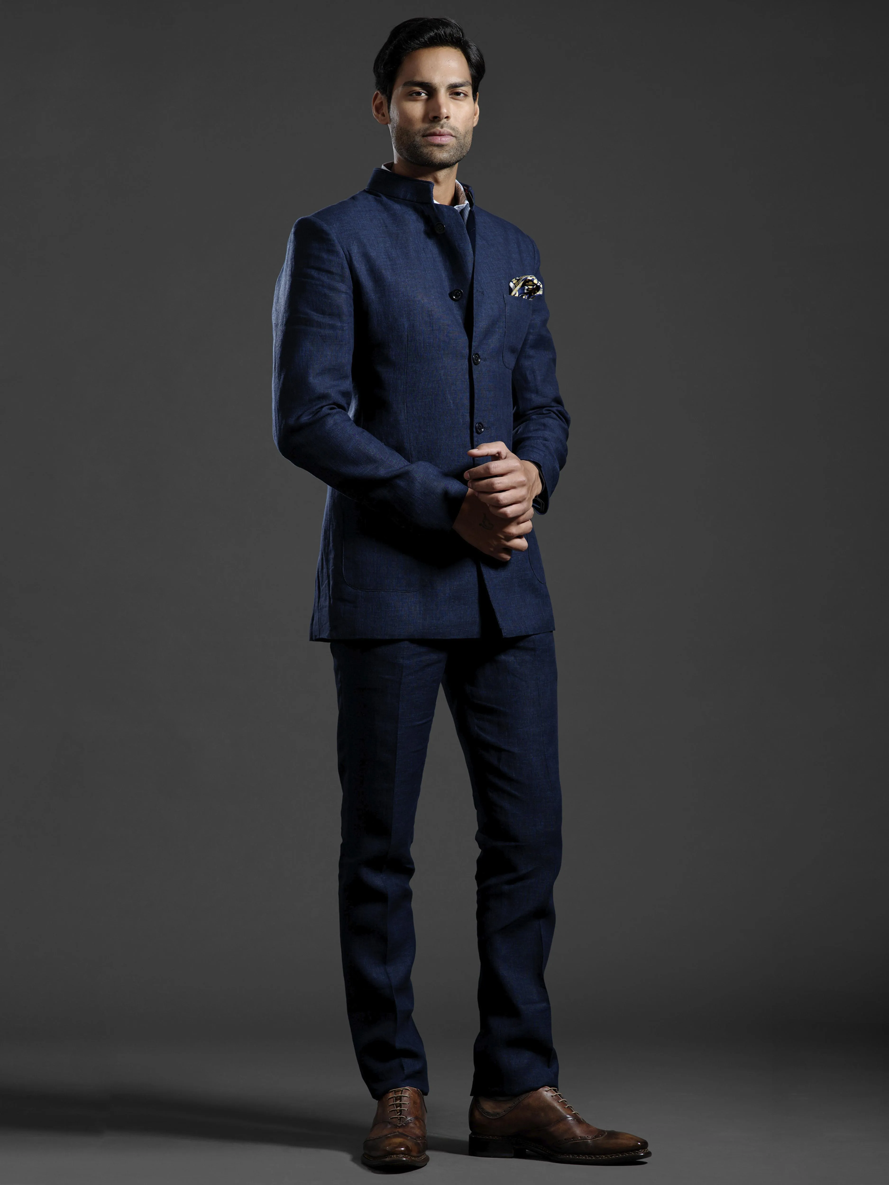 ROYAL CYAN BANDHGALA SUIT