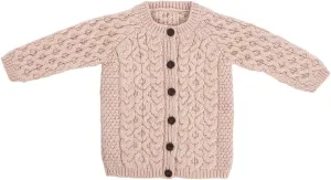 SAOL Aran Cardigan for Kids: 100% Merino Wool, Crew Neck, and Button Front - Made in Ireland
