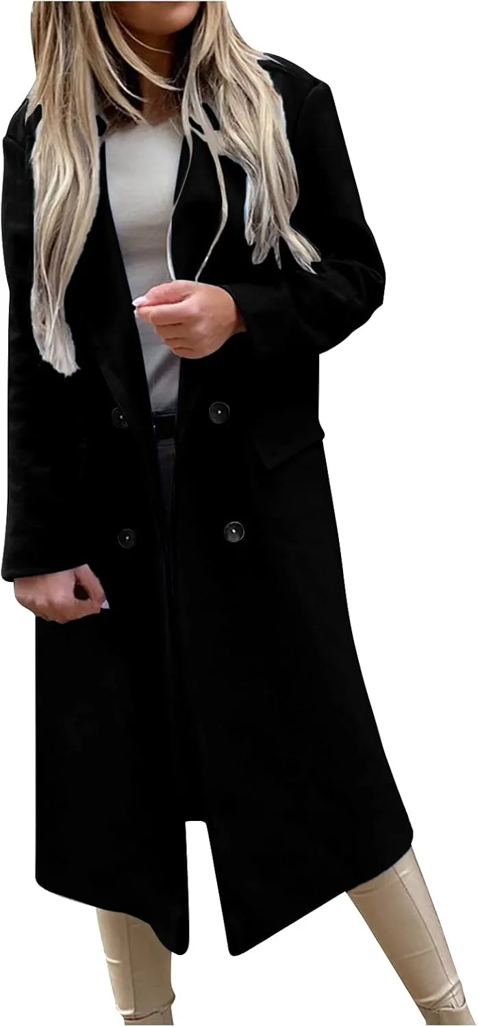 SERYU Womens Winter Lapel Slim Coat Trench Jacket Long Parka Overcoat Outwear