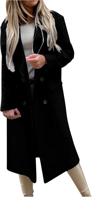 SERYU Womens Winter Lapel Slim Coat Trench Jacket Long Parka Overcoat Outwear