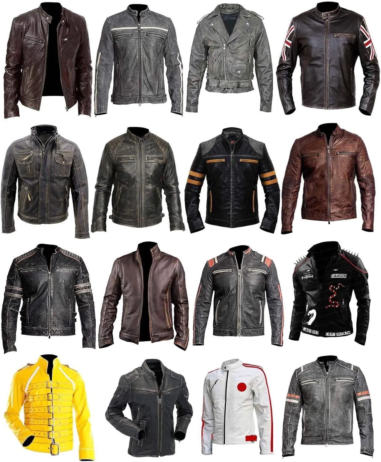SpazeUp Mens Brown Distressed Leather Jacket | Vintage Motorcycle Leather Jackets for Men