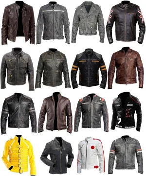 SpazeUp Mens Brown Distressed Leather Jacket | Vintage Motorcycle Leather Jackets for Men