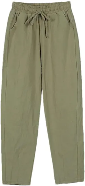 Spring Summer Pants for Women - Cotton Linen Solid Color, Elastic Waist, Casual Female Trousers