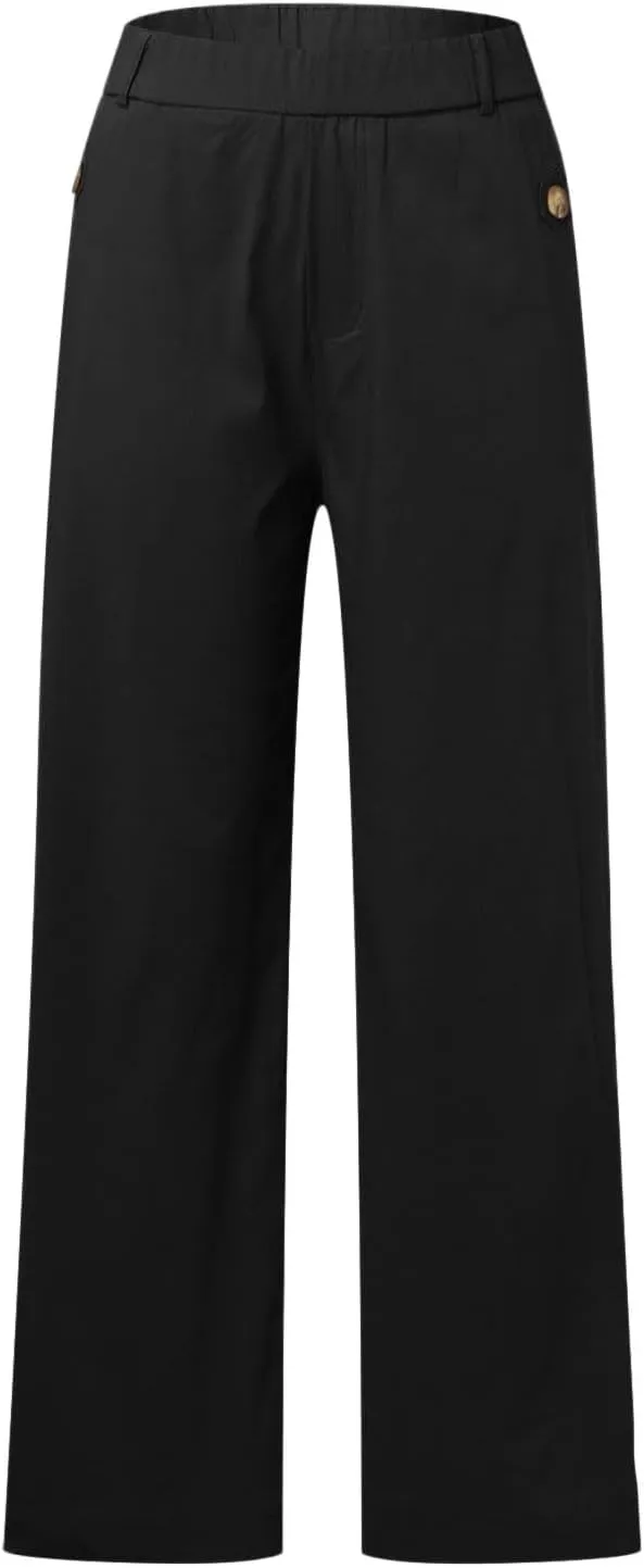 Straight Leg Pants Winter Ankle Hiking Sweatpants with Pockets High Waisted Elastic Waist