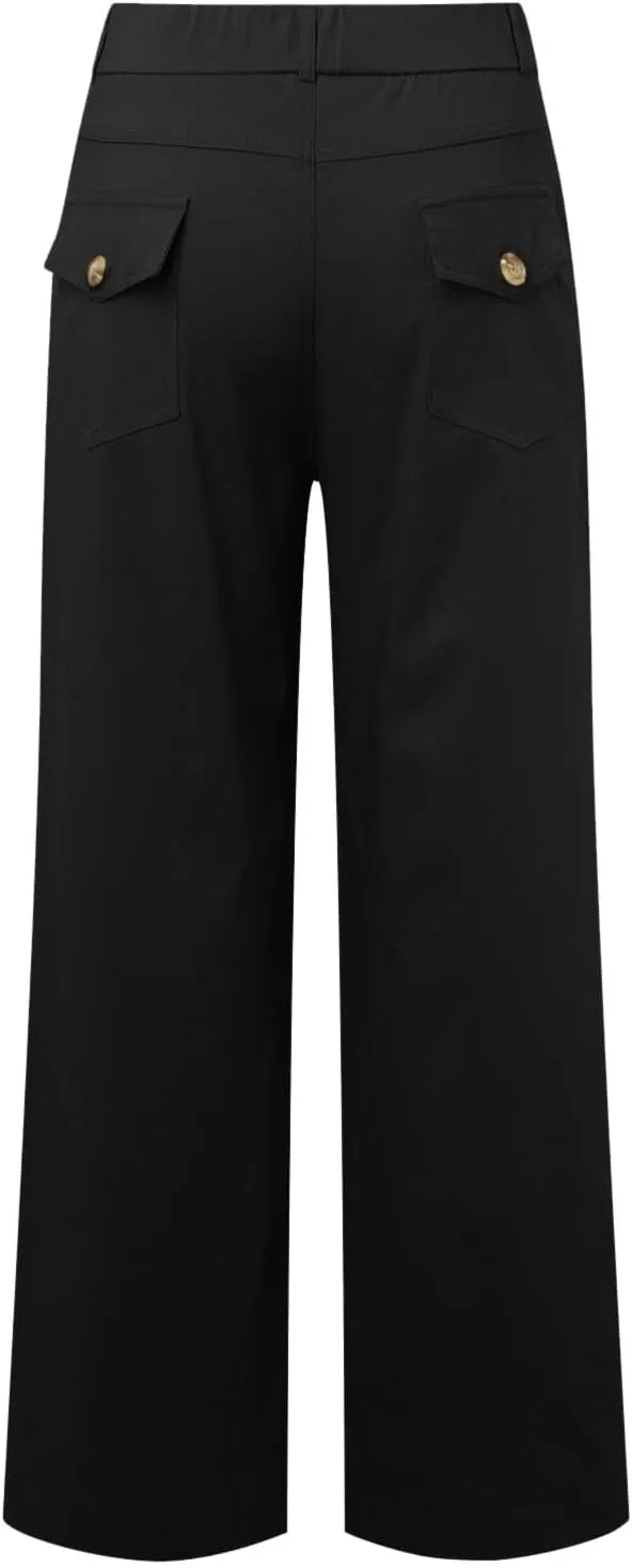 Straight Leg Pants Winter Ankle Hiking Sweatpants with Pockets High Waisted Elastic Waist