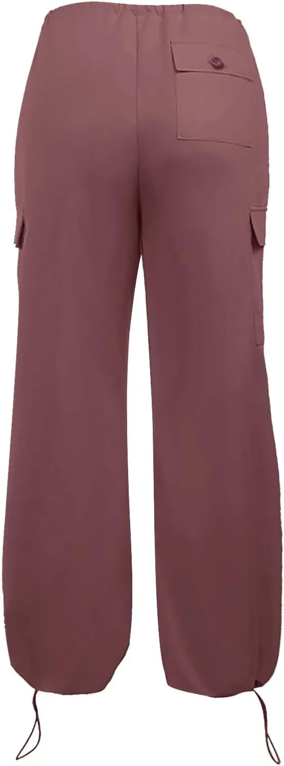 Straight Leg Pants Winter Bright Beach Palazzo with Pockets Barrel Pants Elastic Waist