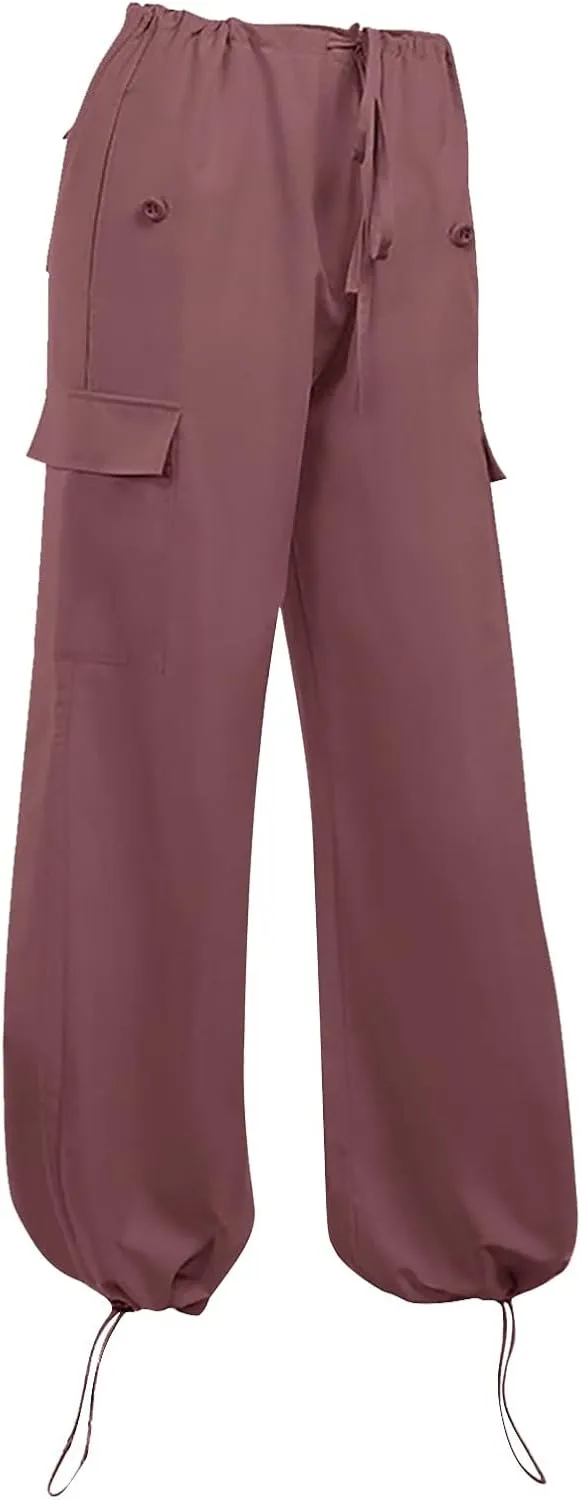 Straight Leg Pants Winter Bright Beach Palazzo with Pockets Barrel Pants Elastic Waist