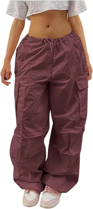 Straight Leg Pants Winter Bright Beach Palazzo with Pockets Barrel Pants Elastic Waist