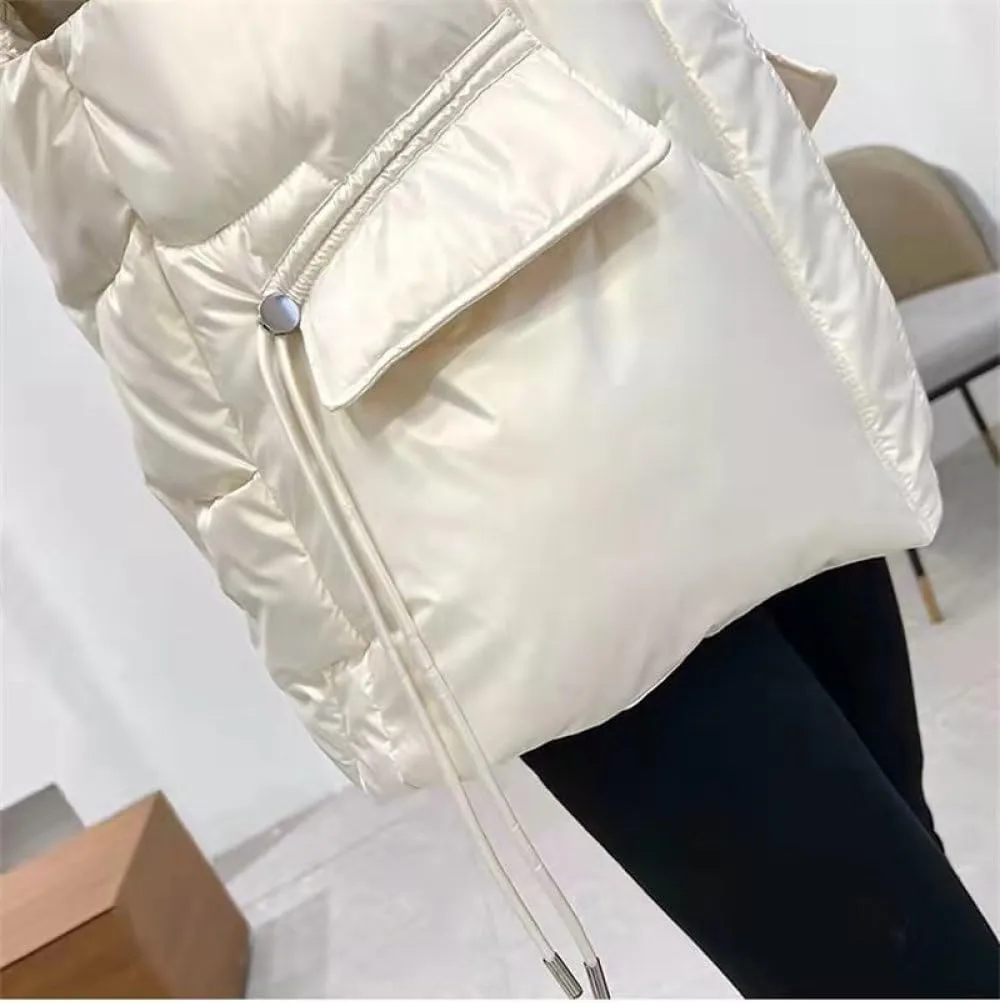 SWEPER Women'S Down Vest - Women Stand Collar Short Bright Color Cotton Padded Jacket Sleeveless Female Winter Waistcoat
