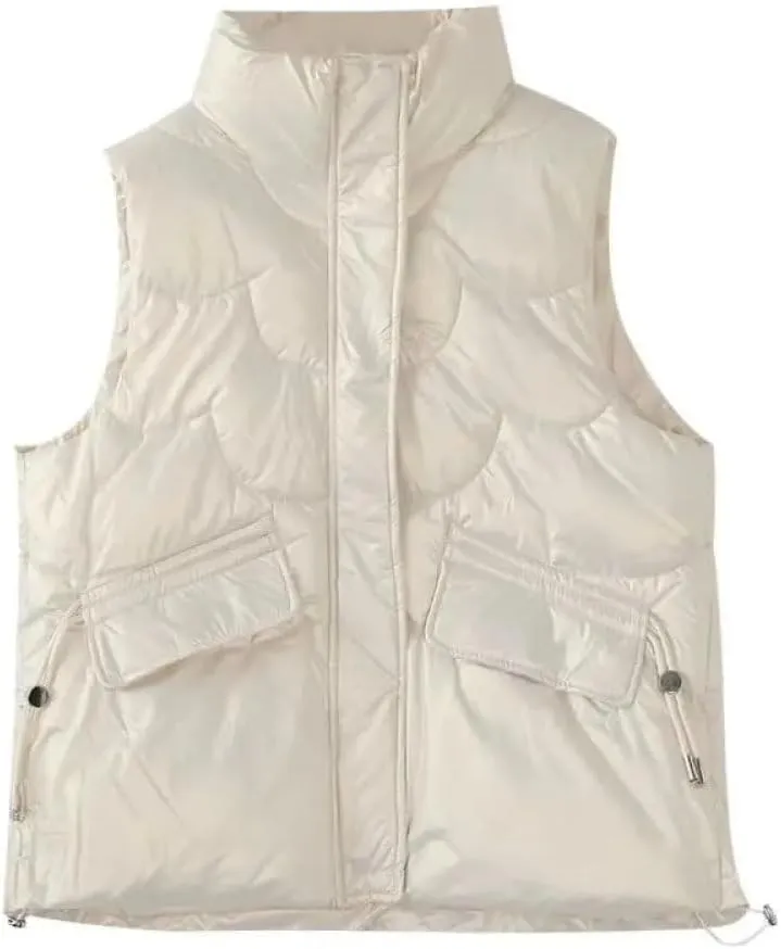 SWEPER Women'S Down Vest - Women Stand Collar Short Bright Color Cotton Padded Jacket Sleeveless Female Winter Waistcoat