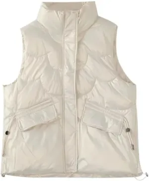 SWEPER Women'S Down Vest - Women Stand Collar Short Bright Color Cotton Padded Jacket Sleeveless Female Winter Waistcoat