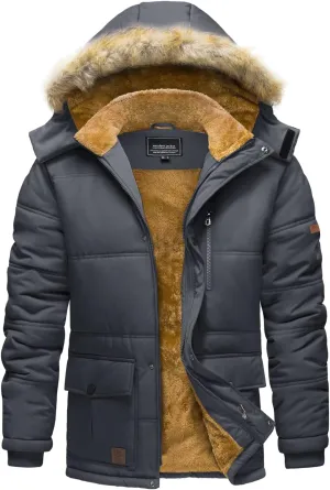 TACVASEN Men's Winter Jacket with Hood Water Repellent Windproof Thicken Parka Winter Coat