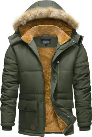 TACVASEN Men's Winter Jacket with Hood Water Repellent Windproof Thicken Parka Winter Coat