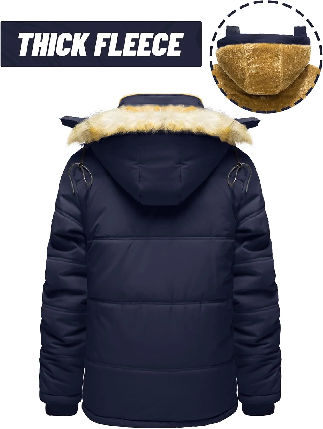 TACVASEN Men's Winter Jacket with Hood Water Repellent Windproof Thicken Parka Winter Coat